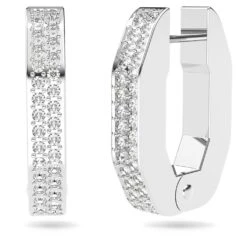 Swarovski Dextera Hoop Earrings Octagon Shape, Small, White, Rhodium Plated -Jewelry Store dextera hoop earrings octagon shape small white rhodium plated swarovski 5618307 2