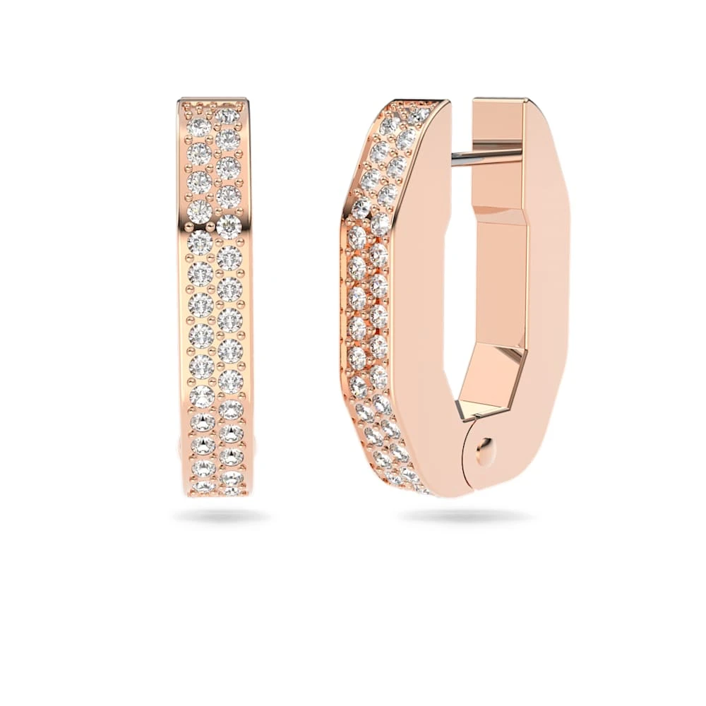 Swarovski Dextera Hoop Earrings Octagon Shape, Small, White, Rose Gold-tone Plated 8 Swarovski Dextera Hoop Earrings Octagon Shape, Small, White, Rose Gold-tone Plated - Image 6
