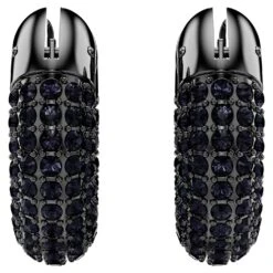 Swarovski Dextera Hoop Earrings Small, Black, Ruthenium Plated -Jewelry Store dextera hoop earrings small black ruthenium plated swarovski 5620222 2