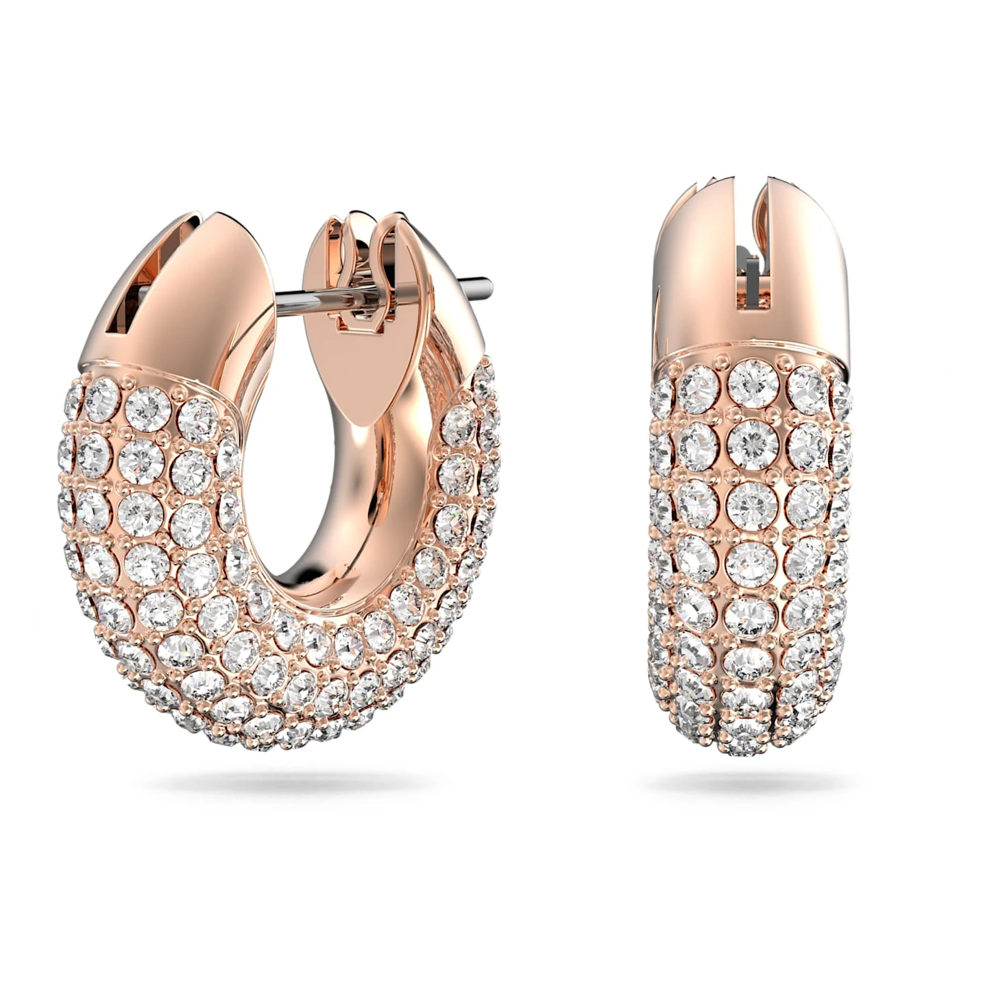Swarovski Dextera Hoop Earrings Small, White, Rose Gold-tone Plated 4 Swarovski Dextera Hoop Earrings Small, White, Rose Gold-tone Plated - Image 2