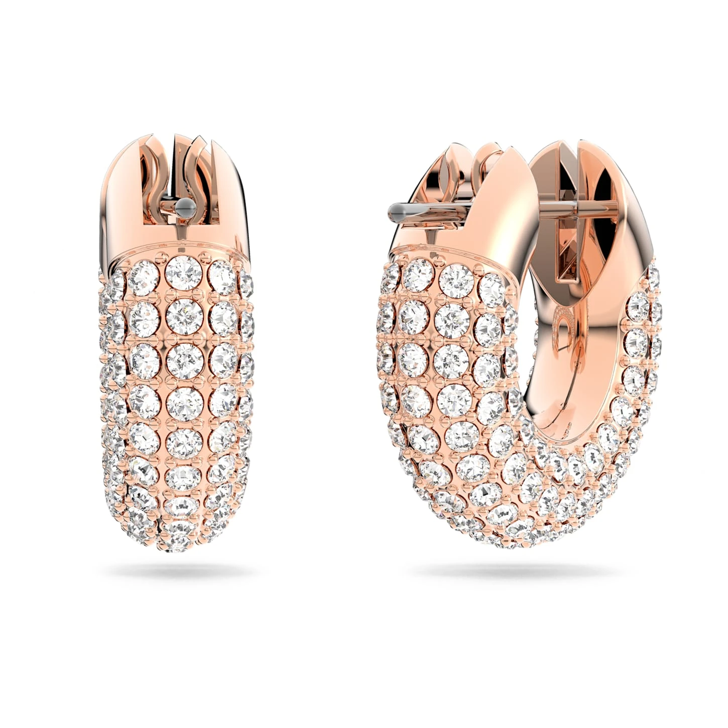 Swarovski Dextera Hoop Earrings Small, White, Rose Gold-tone Plated 5 Swarovski Dextera Hoop Earrings Small, White, Rose Gold-tone Plated - Image 3
