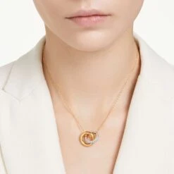 Swarovski Dextera Pendant Interlocking Loop, White, Gold-tone Plated