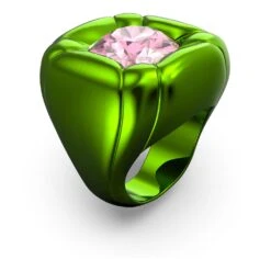 Swarovski Dulcis Cocktail Ring Cushion Cut, Green -Jewelry Store dulcis cocktail ring cushion cut green swarovski 5601542 2