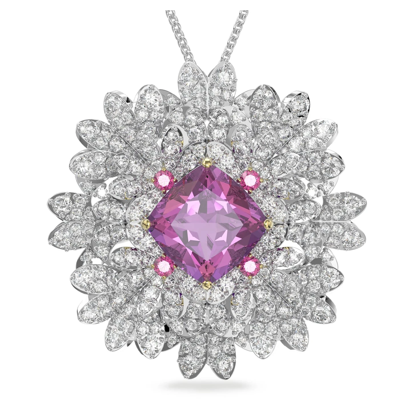 Swarovski Eternal Flower Pendant And Brooch Flower, Pink, Mixed Metal Finish 4 Swarovski Eternal Flower Pendant And Brooch Flower, Pink, Mixed Metal Finish - Image 2