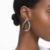 Swarovski Exist Hoop Earrings Medium, White, Rhodium Plated -Jewelry Store exist hoop earrings medium white rhodium plated swarovski 5636490