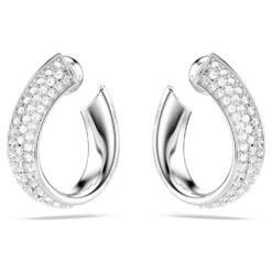Swarovski Exist Hoop Earrings Small, White, Rhodium Plated -Jewelry Store exist hoop earrings small white rhodium plated swarovski 5637563 1