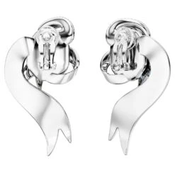 Swarovski Fashion Swan Clip Earrings Asymmetrical Design, Swan, White, Rhodium Plated -Jewelry Store fashion swan clip earrings asymmetrical design swan white rhodium plated swarovski 5650898 4