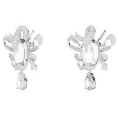 Swarovski Fashion Swan Clip Earrings Swan, White, Rhodium Plated -Jewelry Store fashion swan clip earrings swan white rhodium plated swarovski 5650895 3