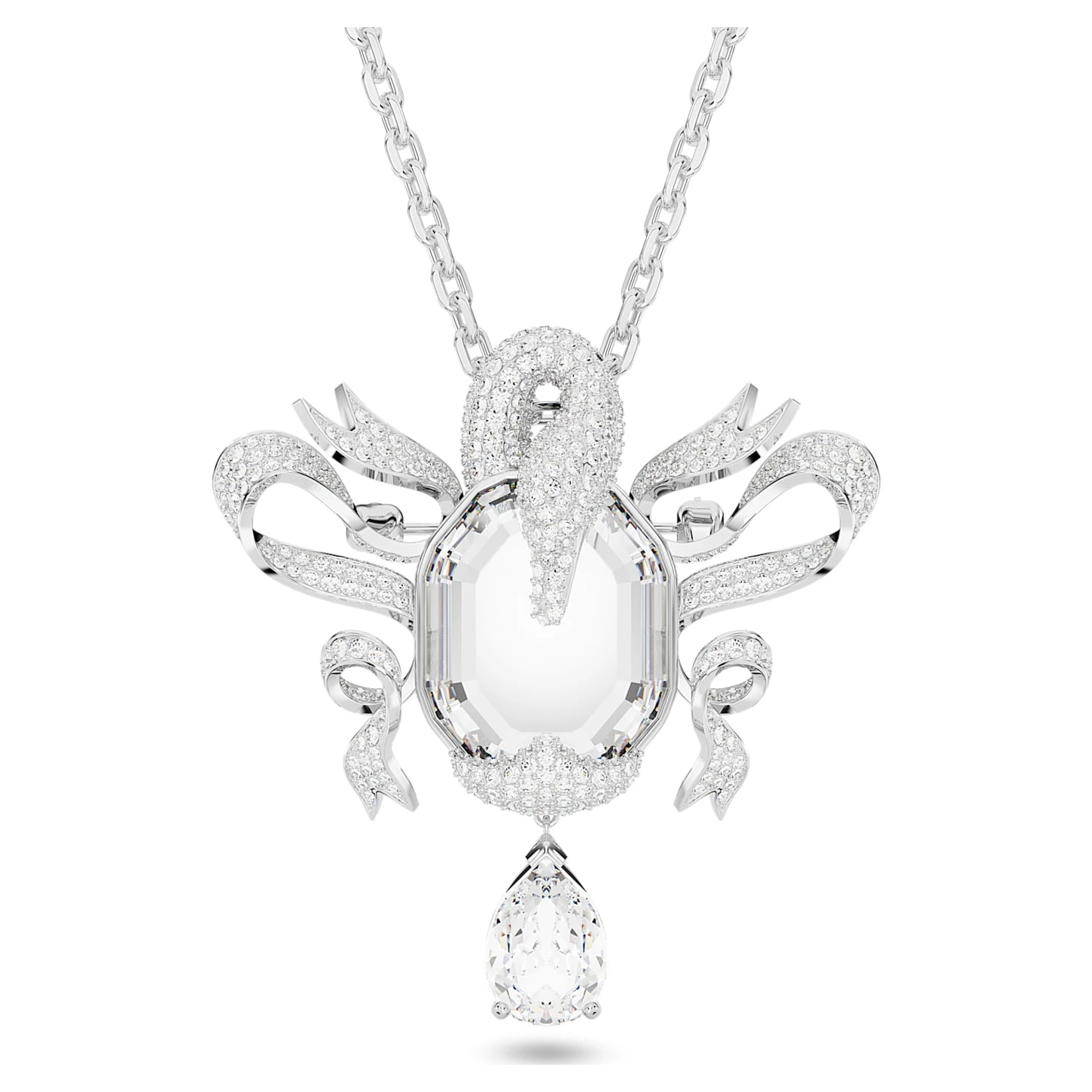 Swarovski Fashion Swan Pendant Swan, White, Rhodium Plated 3 Swarovski Fashion Swan Pendant Swan, White, Rhodium Plated