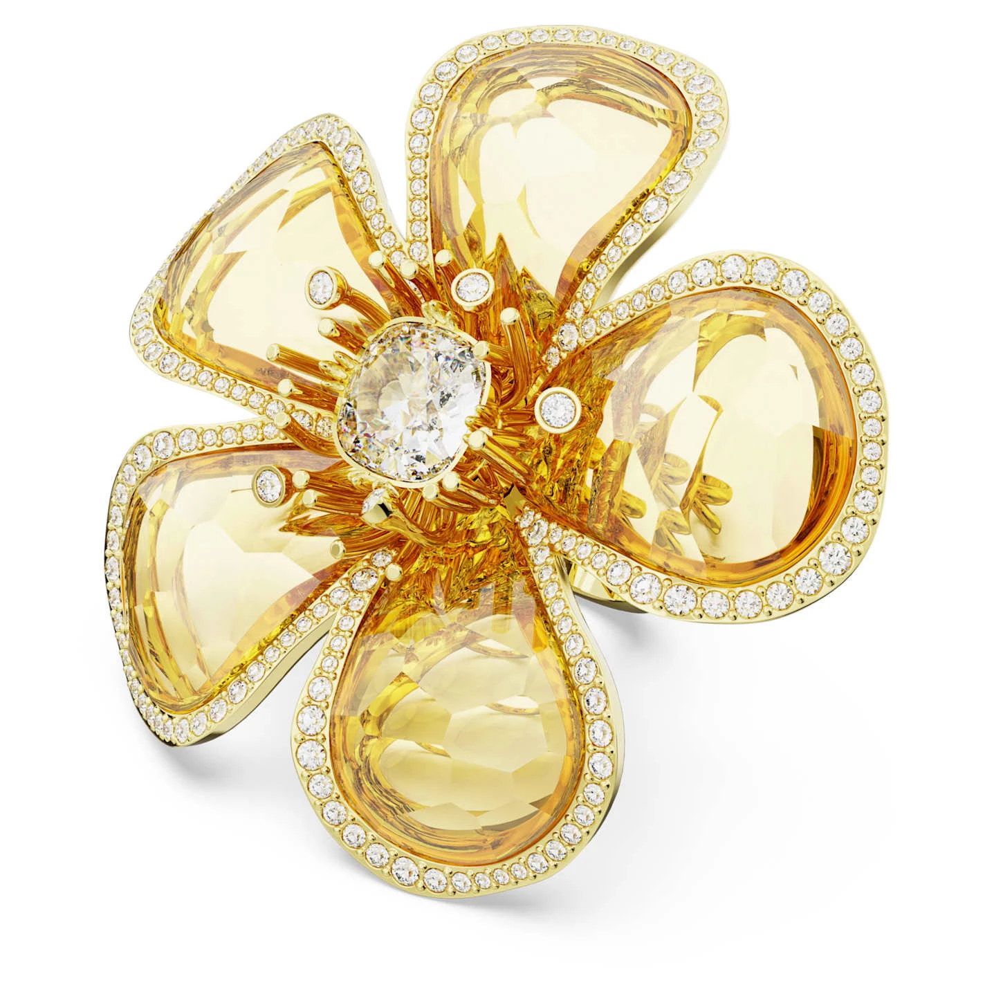 Swarovski Florere Cocktail Ring Flower, Yellow, Gold-tone Plated 4 Swarovski Florere Cocktail Ring Flower, Yellow, Gold-tone Plated - Image 2