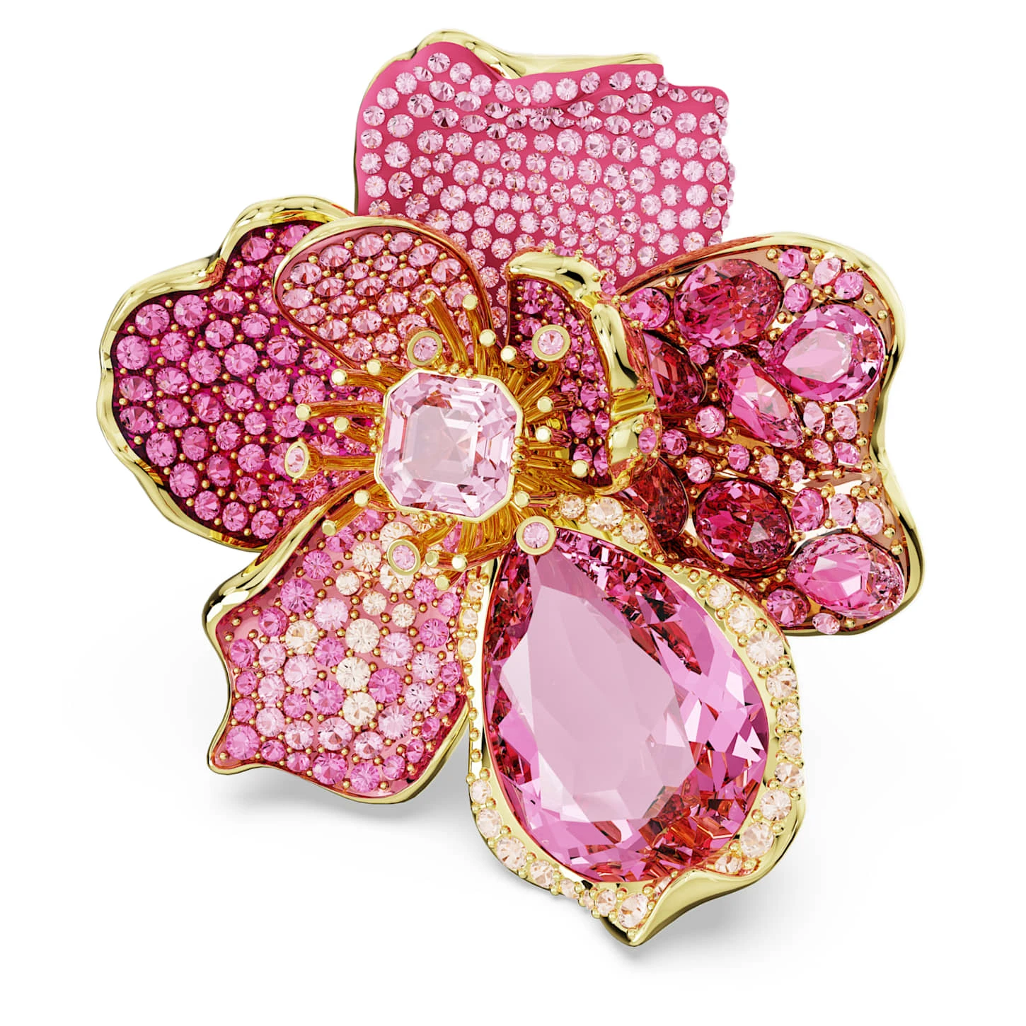 Swarovski Florere Cocktail Ring Pavé, Flower, Pink, Gold-tone Plated 4 Swarovski Florere Cocktail Ring Pavé, Flower, Pink, Gold-tone Plated - Image 2