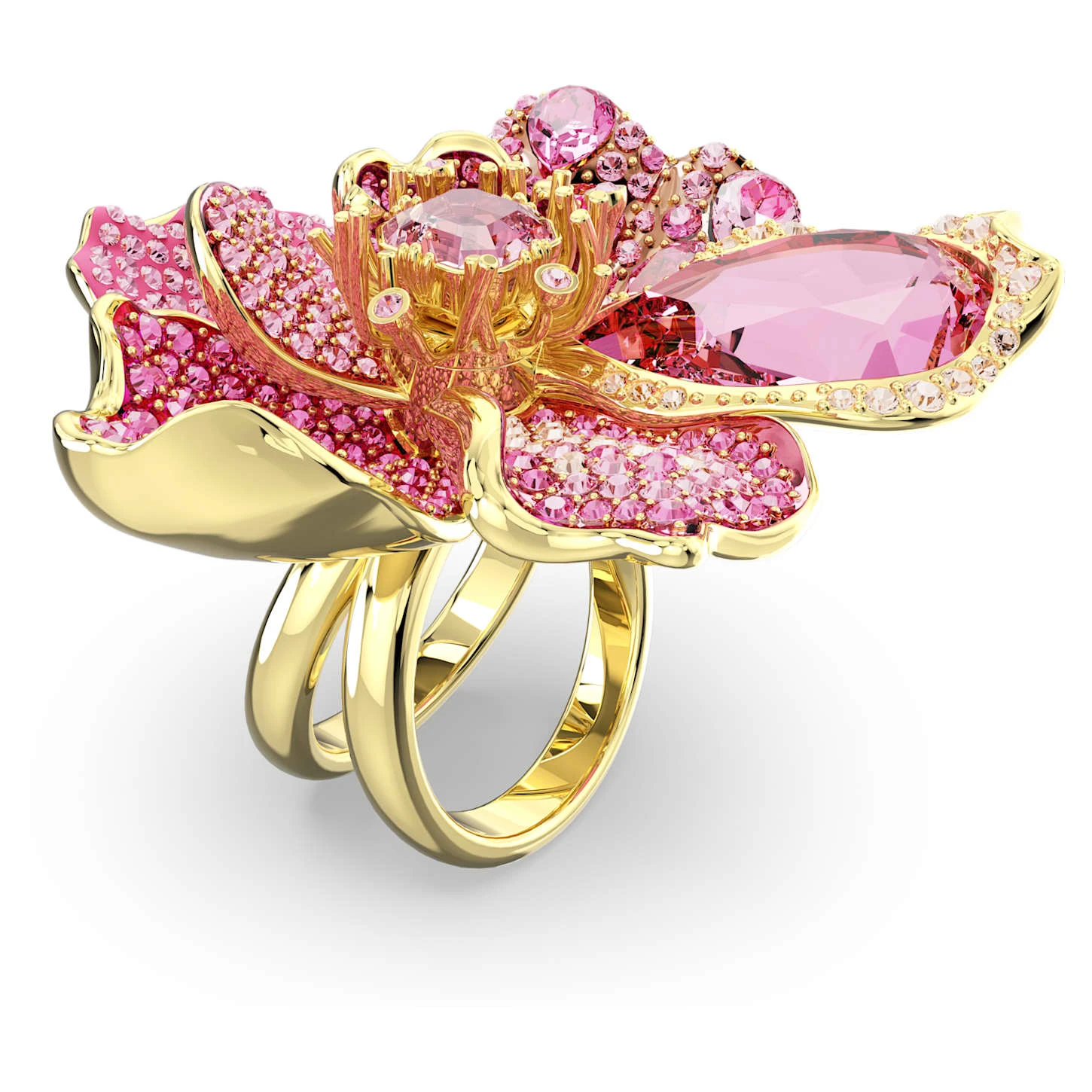 Swarovski Florere Cocktail Ring Pavé, Flower, Pink, Gold-tone Plated 5 Swarovski Florere Cocktail Ring Pavé, Flower, Pink, Gold-tone Plated - Image 3