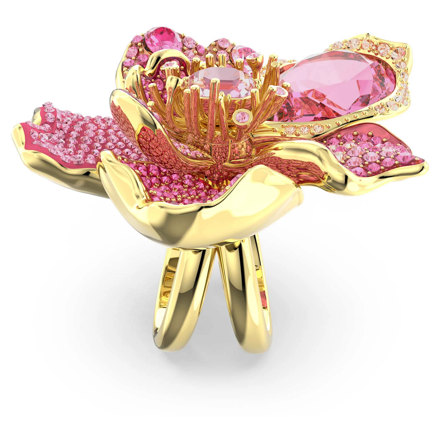 Swarovski Florere Cocktail Ring Pavé, Flower, Pink, Gold-tone Plated 6 Swarovski Florere Cocktail Ring Pavé, Flower, Pink, Gold-tone Plated - Image 4