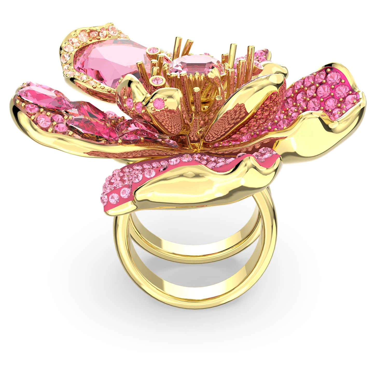 Swarovski Florere Cocktail Ring Pavé, Flower, Pink, Gold-tone Plated 7 Swarovski Florere Cocktail Ring Pavé, Flower, Pink, Gold-tone Plated - Image 5