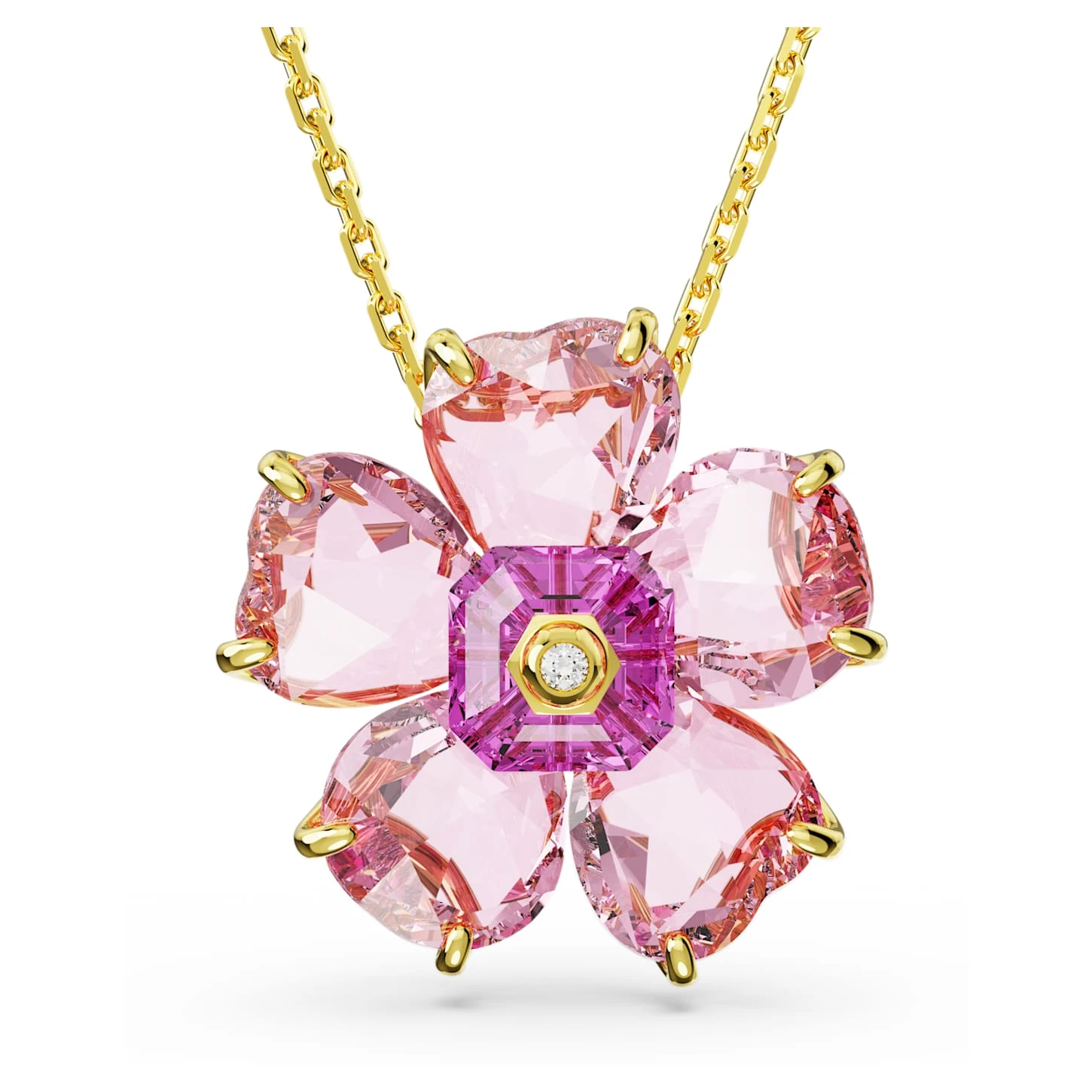 Swarovski Florere Necklace Flower, Pink, Gold-tone Plated 4 Swarovski Florere Necklace Flower, Pink, Gold-tone Plated - Image 2