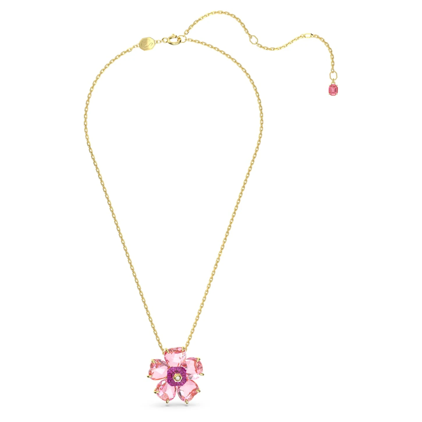 Swarovski Florere Necklace Flower, Pink, Gold-tone Plated 5 Swarovski Florere Necklace Flower, Pink, Gold-tone Plated - Image 3