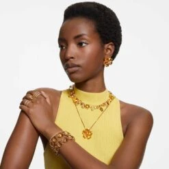 Swarovski Florere Necklace Flower, Yellow, Gold-tone Plated -Jewelry Store florere necklace flower yellow gold tone plated swarovski 5650570 5