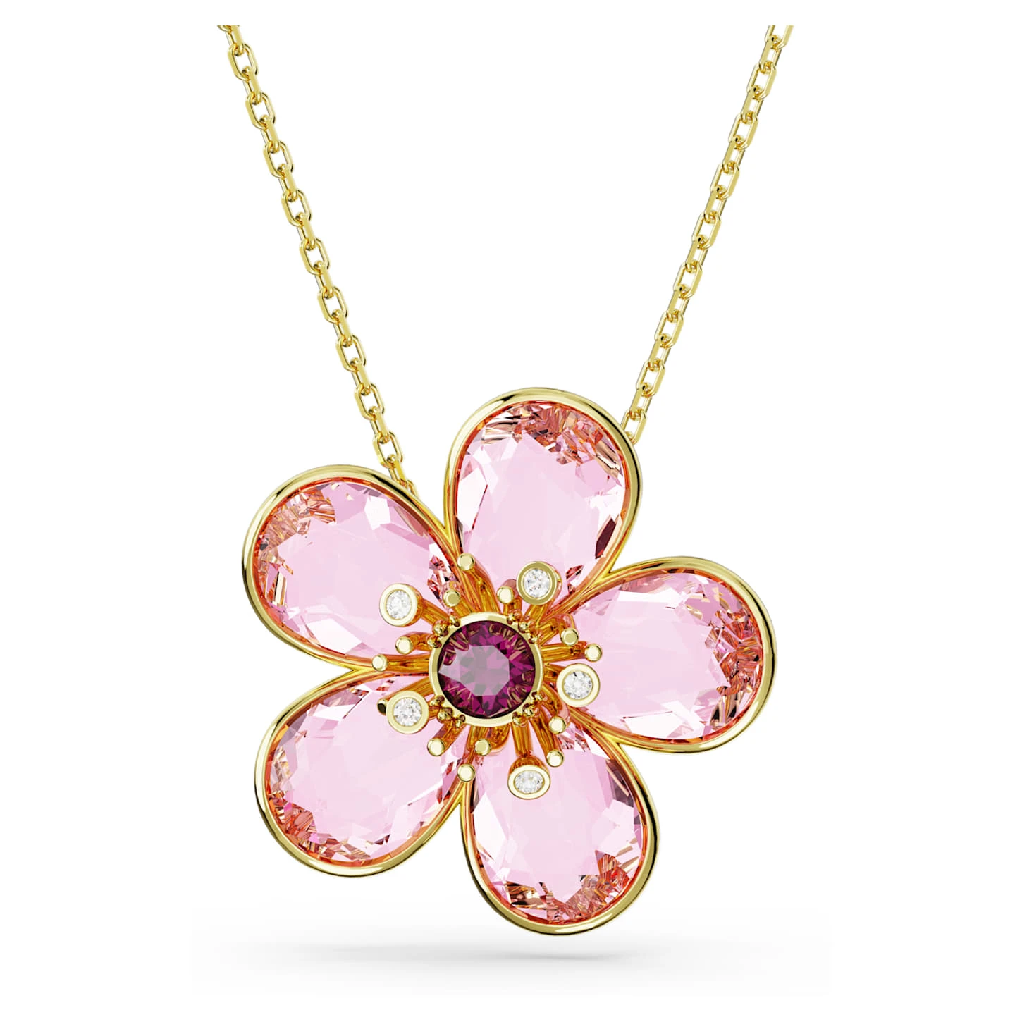Swarovski Florere Pendant Flower, Small, Pink, Gold-tone Plated 4 Swarovski Florere Pendant Flower, Small, Pink, Gold-tone Plated - Image 2