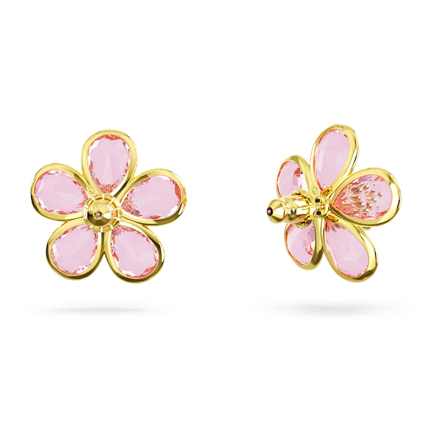 Swarovski Florere Stud Earrings Flower, Pink, Gold-tone Plated 7 Swarovski Florere Stud Earrings Flower, Pink, Gold-tone Plated - Image 5