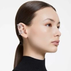 Swarovski Fluenta Clip Earrings Reignited Crystals, White, Rhodium Plated