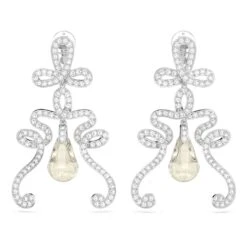 Swarovski Fluenta Clip Earrings Reignited Crystals, White, Rhodium Plated -Jewelry Store fluenta clip earrings reignited crystals white rhodium plated swarovski 5641381 1