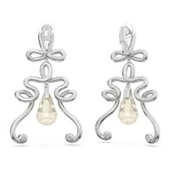 Swarovski Fluenta Clip Earrings Reignited Crystals, White, Rhodium Plated -Jewelry Store fluenta clip earrings reignited crystals white rhodium plated swarovski 5641381 3