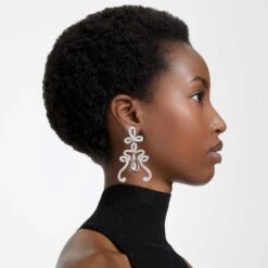 Swarovski Fluenta Clip Earrings Reignited Crystals, White, Rhodium Plated -Jewelry Store fluenta clip earrings reignited crystals white rhodium plated swarovski 5641381 4