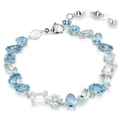 Swarovski Gema Bracelet Mixed Cuts, Blue, Rhodium Plated -Jewelry Store gema bracelet mixed cuts blue rhodium plated swarovski 5666018 4