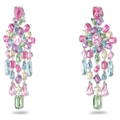 Swarovski Gema Clip Earrings Mixed Cuts, Chandelier, Extra Long, Multicolored, Rhodium Plated -Jewelry Store gema clip earrings mixed cuts chandelier extra long multicolored rhodium plated swarovski 5601887 3