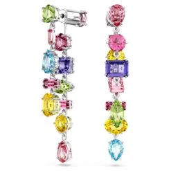Swarovski Gema Drop Earrings Asymmetrical Design, Mixed Cuts, Long, Multicolored, Rhodium Plated -Jewelry Store gema drop earrings asymmetrical design mixed cuts long multicolored rhodium plated swarovski 5656417 2