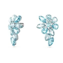 Swarovski Gema Drop Earrings Mixed Cuts, Flower, Blue, Rhodium Plated -Jewelry Store gema drop earrings mixed cuts flower blue rhodium plated swarovski 5666016 2