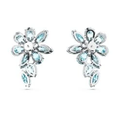 Swarovski Gema Drop Earrings Mixed Cuts, Flower, Blue, Rhodium Plated -Jewelry Store gema drop earrings mixed cuts flower blue rhodium plated swarovski 5666016 4