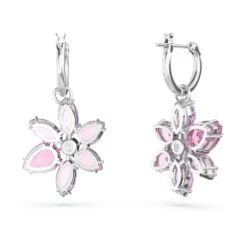 Swarovski Gema Drop Earrings Mixed Cuts, Flower, Pink, Rhodium Plated -Jewelry Store gema drop earrings mixed cuts flower pink rhodium plated swarovski 5658397 4