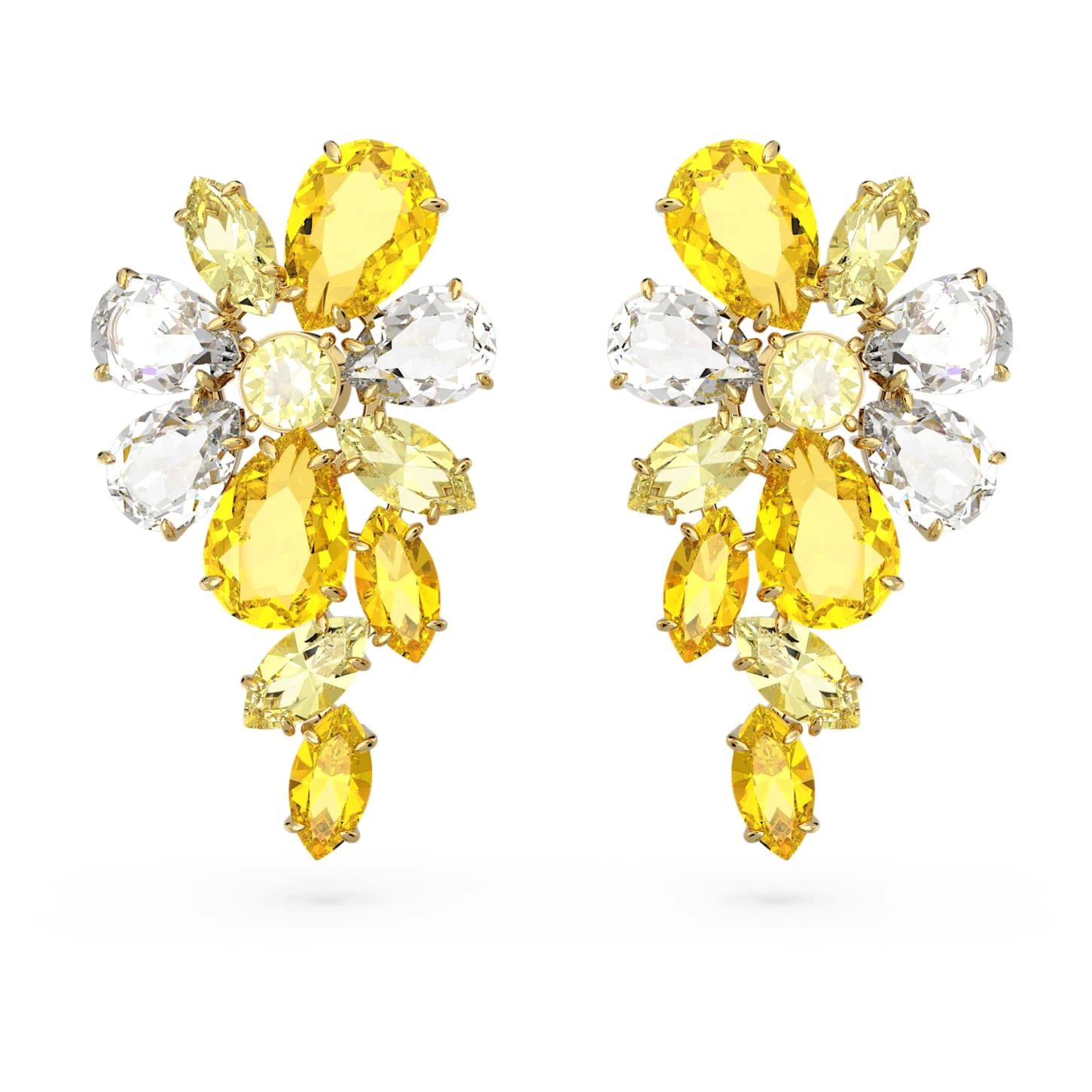 Swarovski Gema Drop Earrings Mixed Cuts, Flower, Yellow, Gold-tone Plated 4 Swarovski Gema Drop Earrings Mixed Cuts, Flower, Yellow, Gold-tone Plated - Image 2