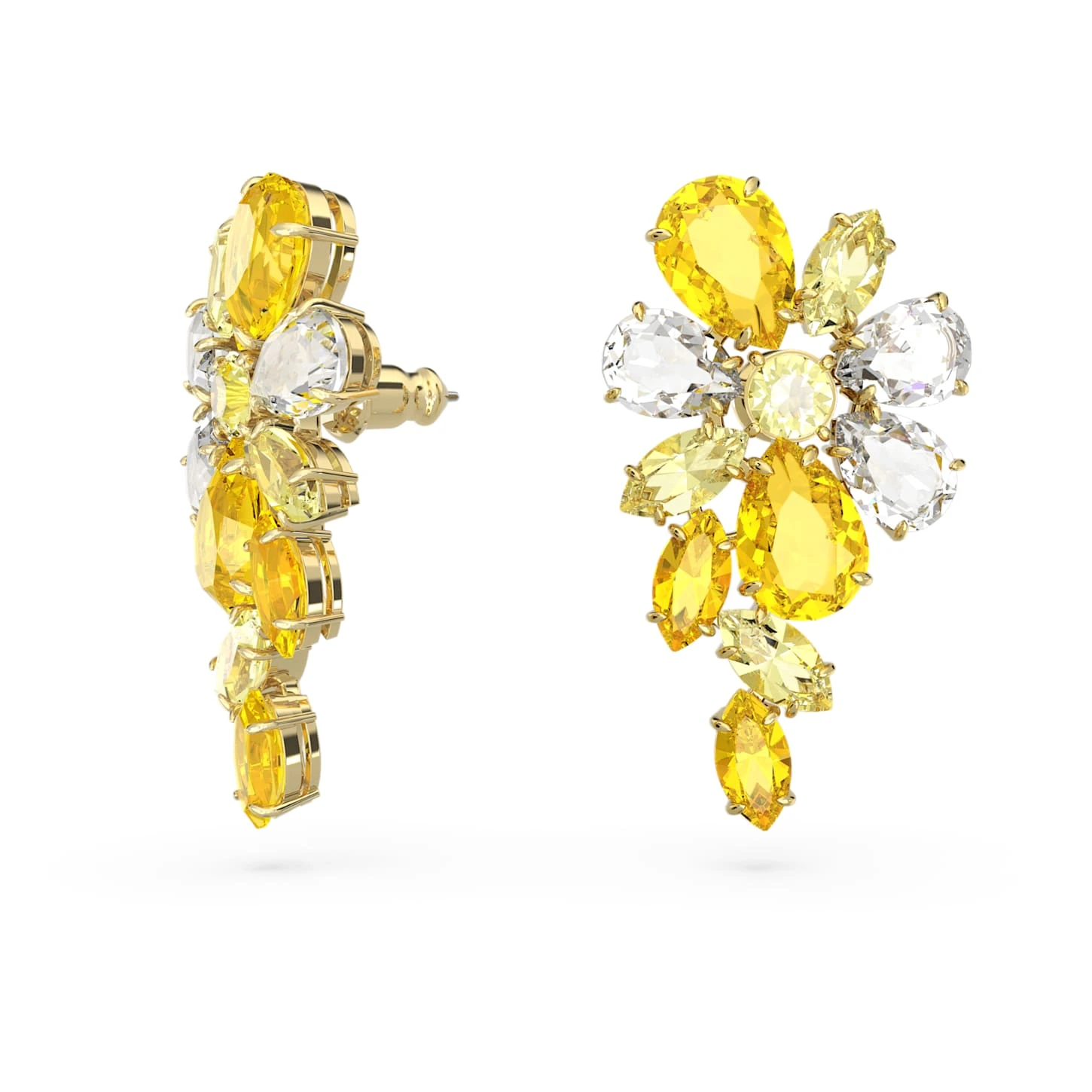 Swarovski Gema Drop Earrings Mixed Cuts, Flower, Yellow, Gold-tone Plated 5 Swarovski Gema Drop Earrings Mixed Cuts, Flower, Yellow, Gold-tone Plated - Image 3