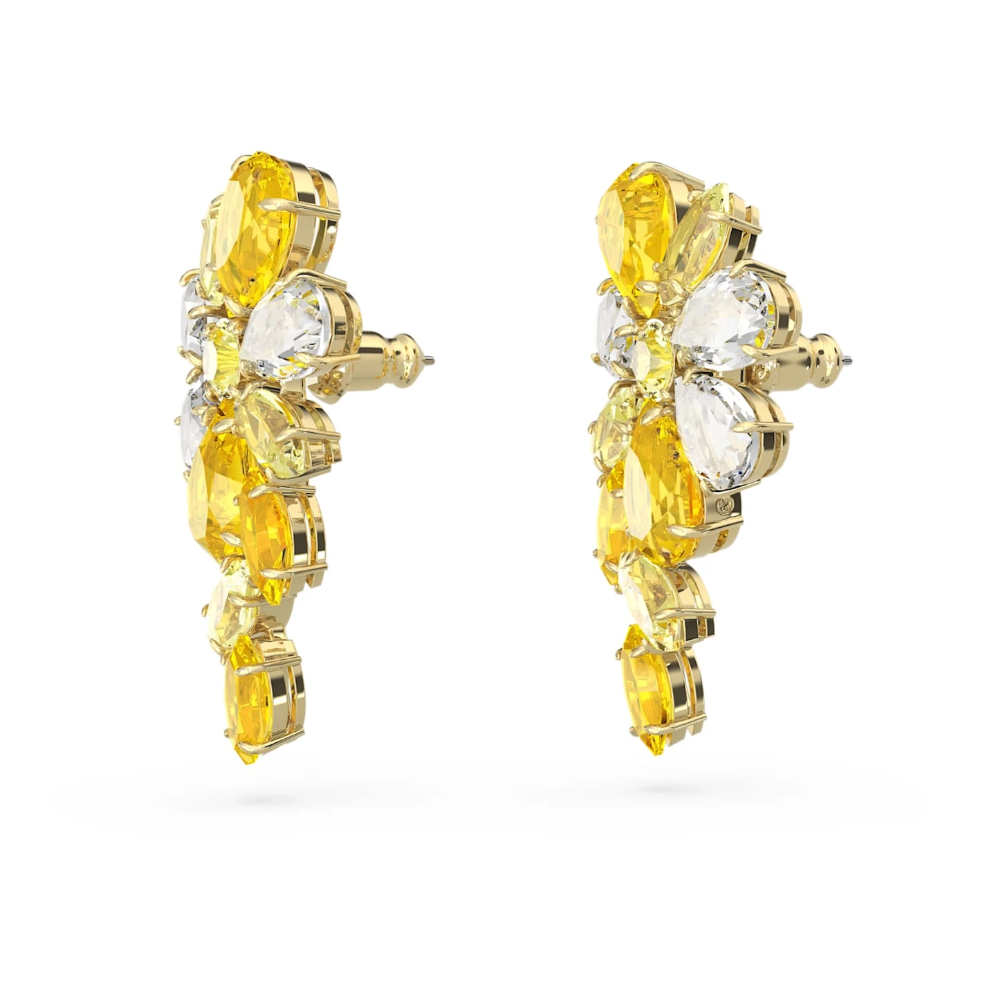 Swarovski Gema Drop Earrings Mixed Cuts, Flower, Yellow, Gold-tone Plated 6 Swarovski Gema Drop Earrings Mixed Cuts, Flower, Yellow, Gold-tone Plated - Image 4