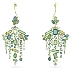 Swarovski Gema Ear Cuffs Asymmetrical Design, Mixed Cuts, Chandelier, Green, Gold-tone Plated -Jewelry Store gema ear cuffs asymmetrical design mixed cuts chandelier green gold tone plated swarovski 5613732 1