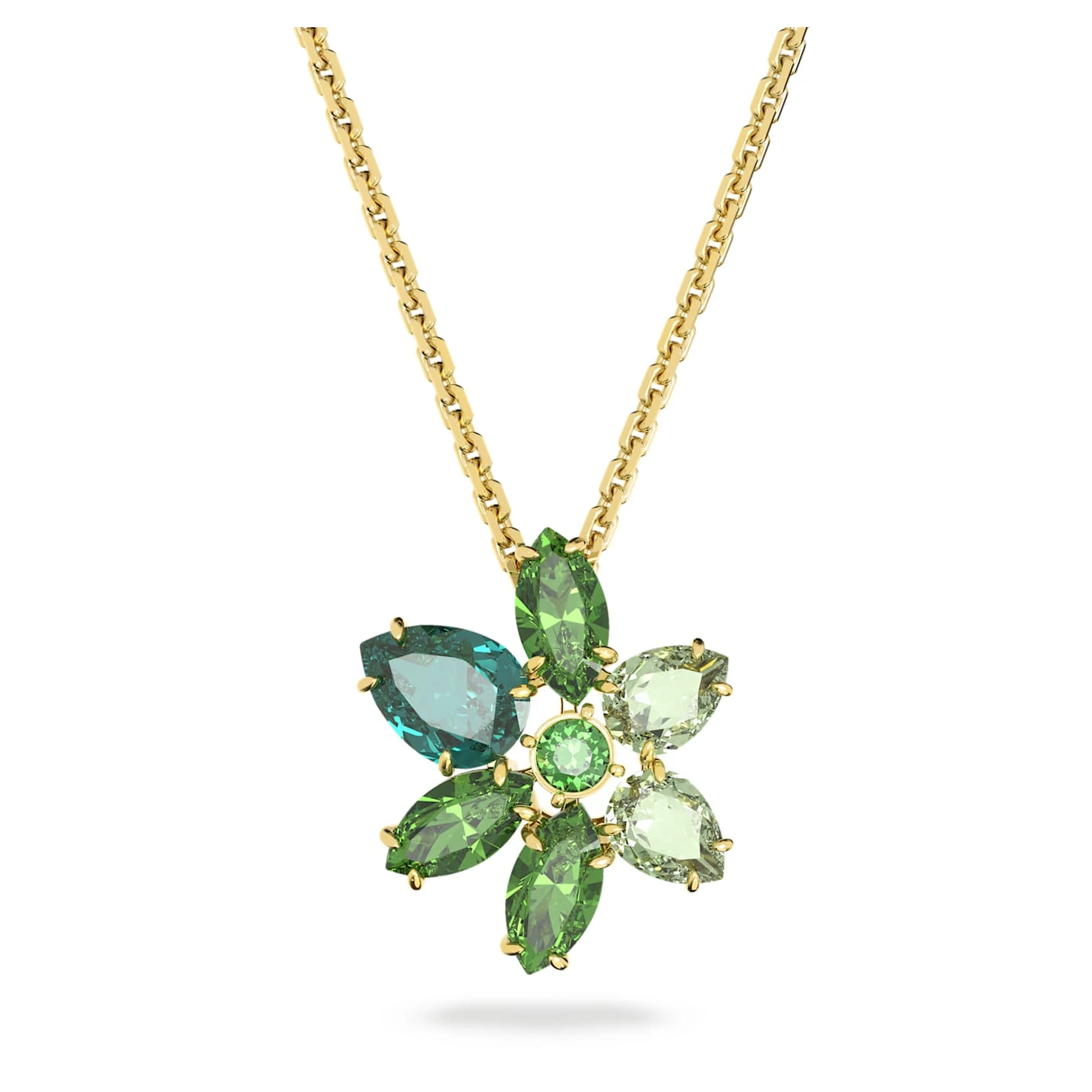 Swarovski Gema Pendant Mixed Cuts, Flower, Green, Gold-tone Plated 4 Swarovski Gema Pendant Mixed Cuts, Flower, Green, Gold-tone Plated - Image 2