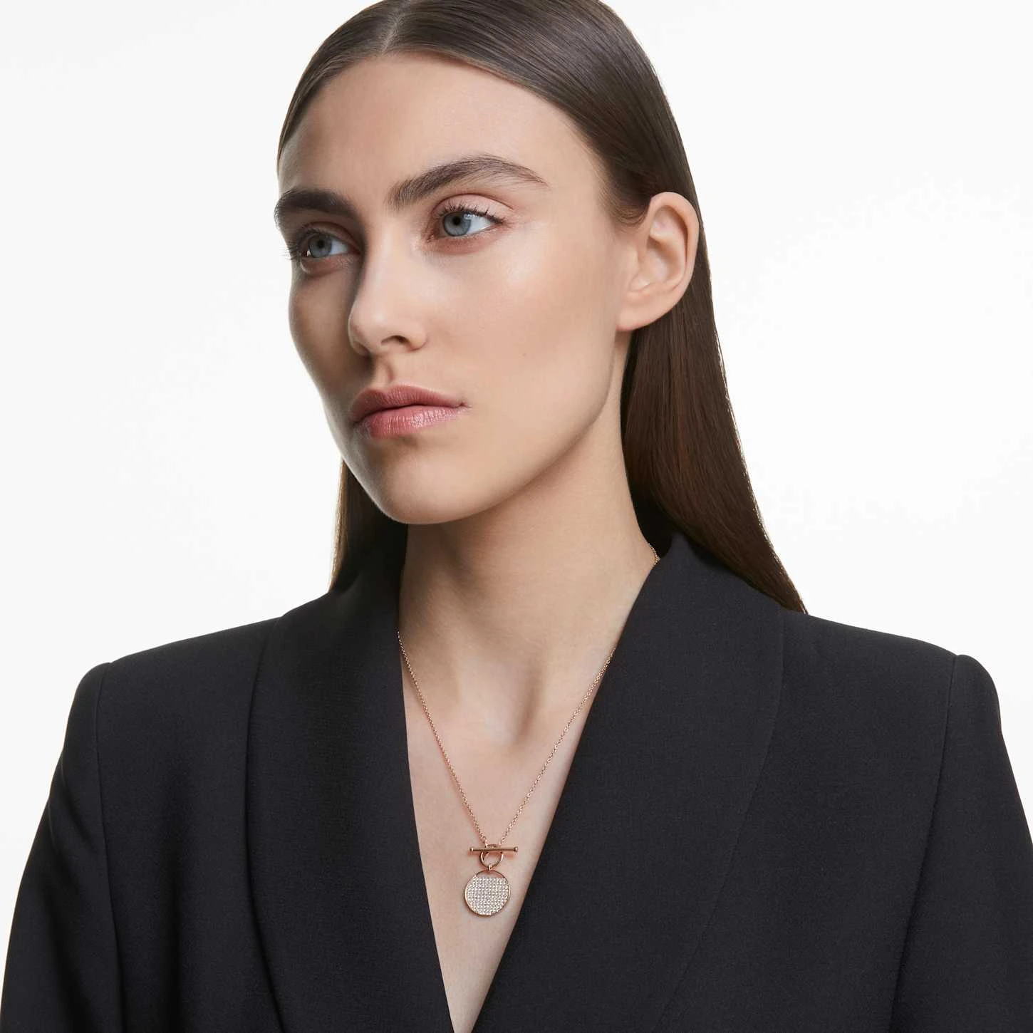 Swarovski Ginger T Bar Necklace White, Rose Gold-tone Plated 3 Swarovski Ginger T Bar Necklace White, Rose Gold-tone Plated