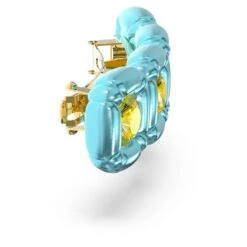 Swarovski Hair Clip Cushion Cut, Blue, Gold-tone Plated -Jewelry Store hair clip cushion cut blue gold tone plated swarovski 5617239 2