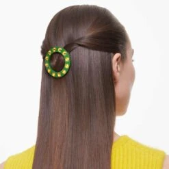 Swarovski Hair Clip Round Cut, Round Shape, Green, Gold-tone Plated 11 Swarovski Hair Clip Round Cut, Round Shape, Green, Gold-tone Plated -Jewelry Store hair clip round cut round shape green gold tone plated swarovski 5622227 4