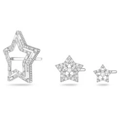Swarovski Hair Clip Set (3), Star, White, Rhodium Plated -Jewelry Store hair clip set 28329 star white rhodium plated swarovski 5617760 2