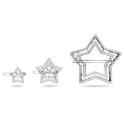 Swarovski Hair Clip Set (3), Star, White, Rhodium Plated -Jewelry Store hair clip set 28329 star white rhodium plated swarovski 5617760 3