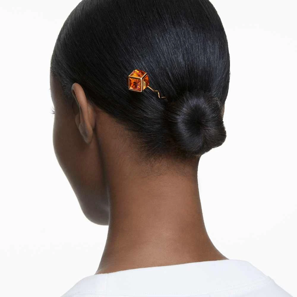 Swarovski Hair Pin Pink, Gold-tone Plated 6 Swarovski Hair Pin Pink, Gold-tone Plated - Image 4