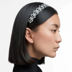Swarovski Hairband Star, White, Rhodium Plated