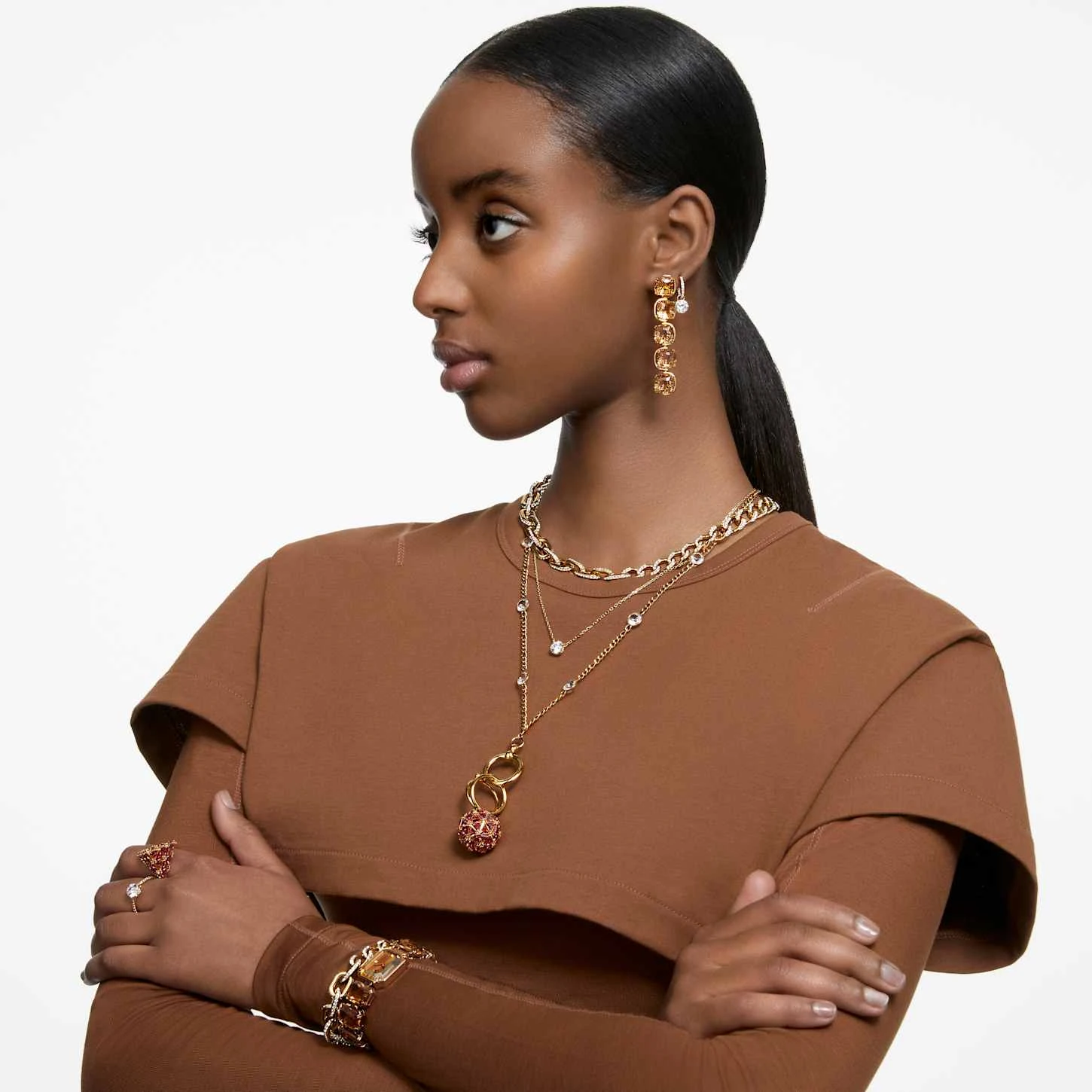 Swarovski Harmonia Drop Earrings Cushion Cut Floating Crystals, Gold Tone, Gold-tone Plated 7 Swarovski Harmonia Drop Earrings Cushion Cut Floating Crystals, Gold Tone, Gold-tone Plated - Image 5