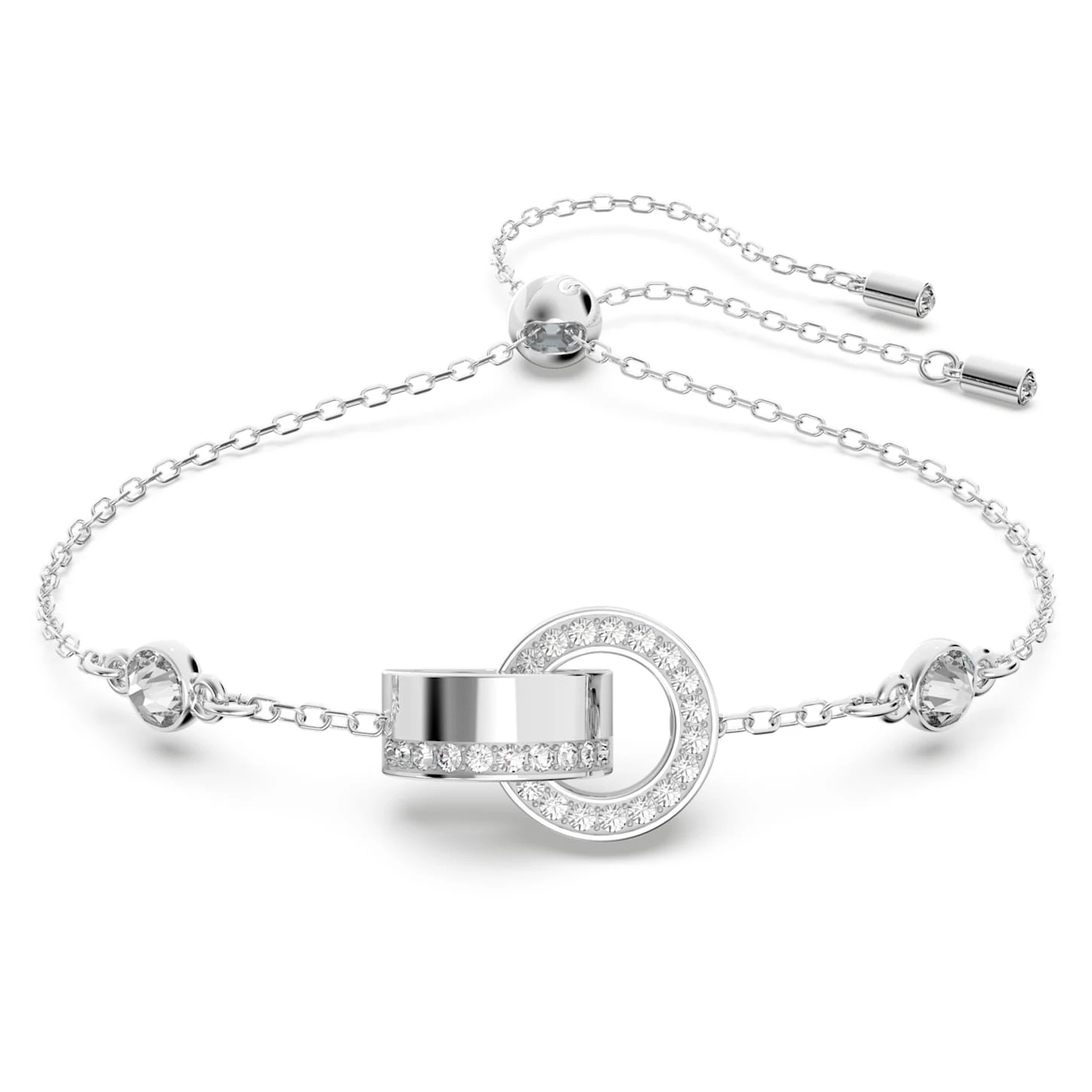 Swarovski Hollow Bracelet Interlocking Loop, White, Rhodium Plated 4 Swarovski Hollow Bracelet Interlocking Loop, White, Rhodium Plated - Image 2