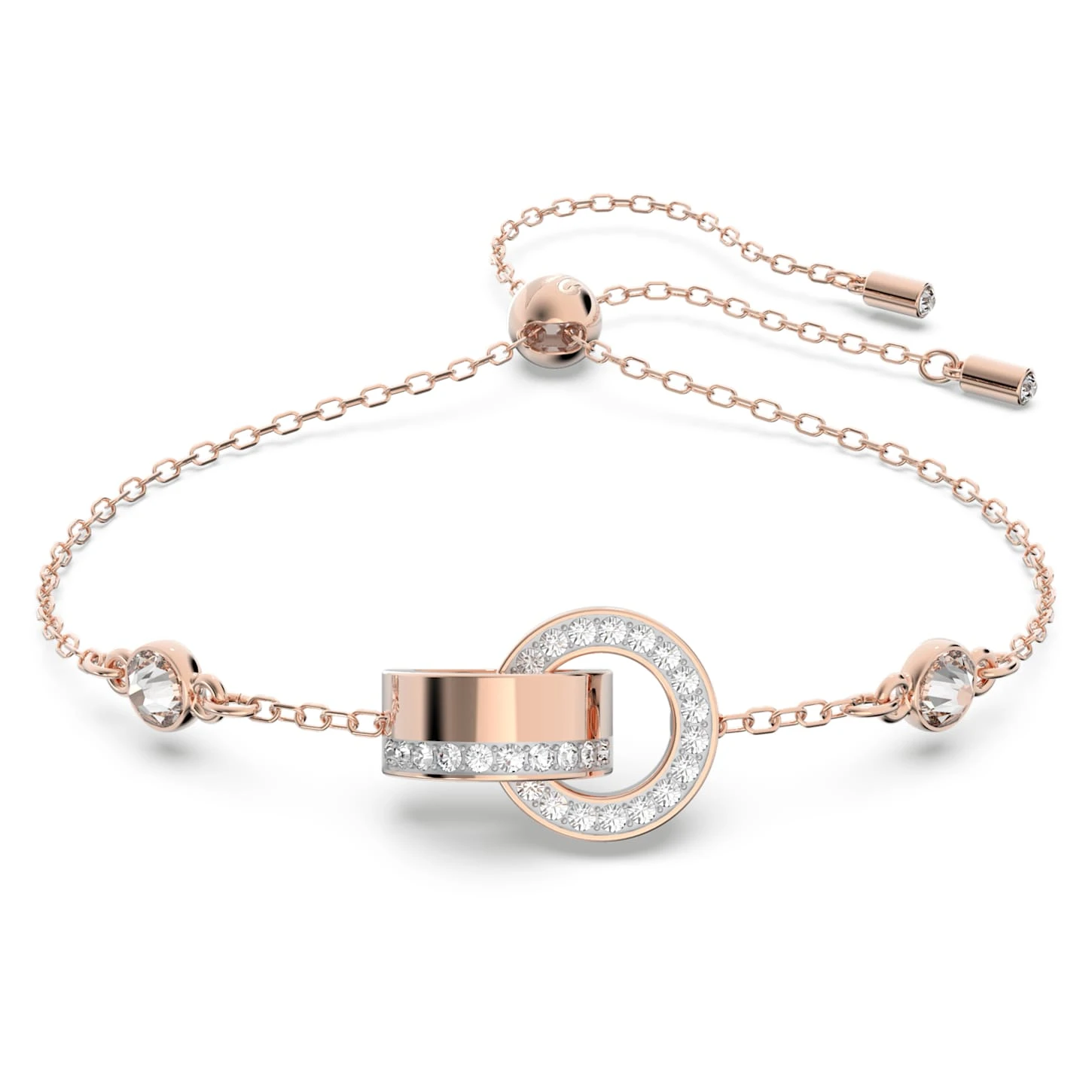 Swarovski Hollow Bracelet Interlocking Loop, White, Rose Gold-tone Plated 4 Swarovski Hollow Bracelet Interlocking Loop, White, Rose Gold-tone Plated - Image 2