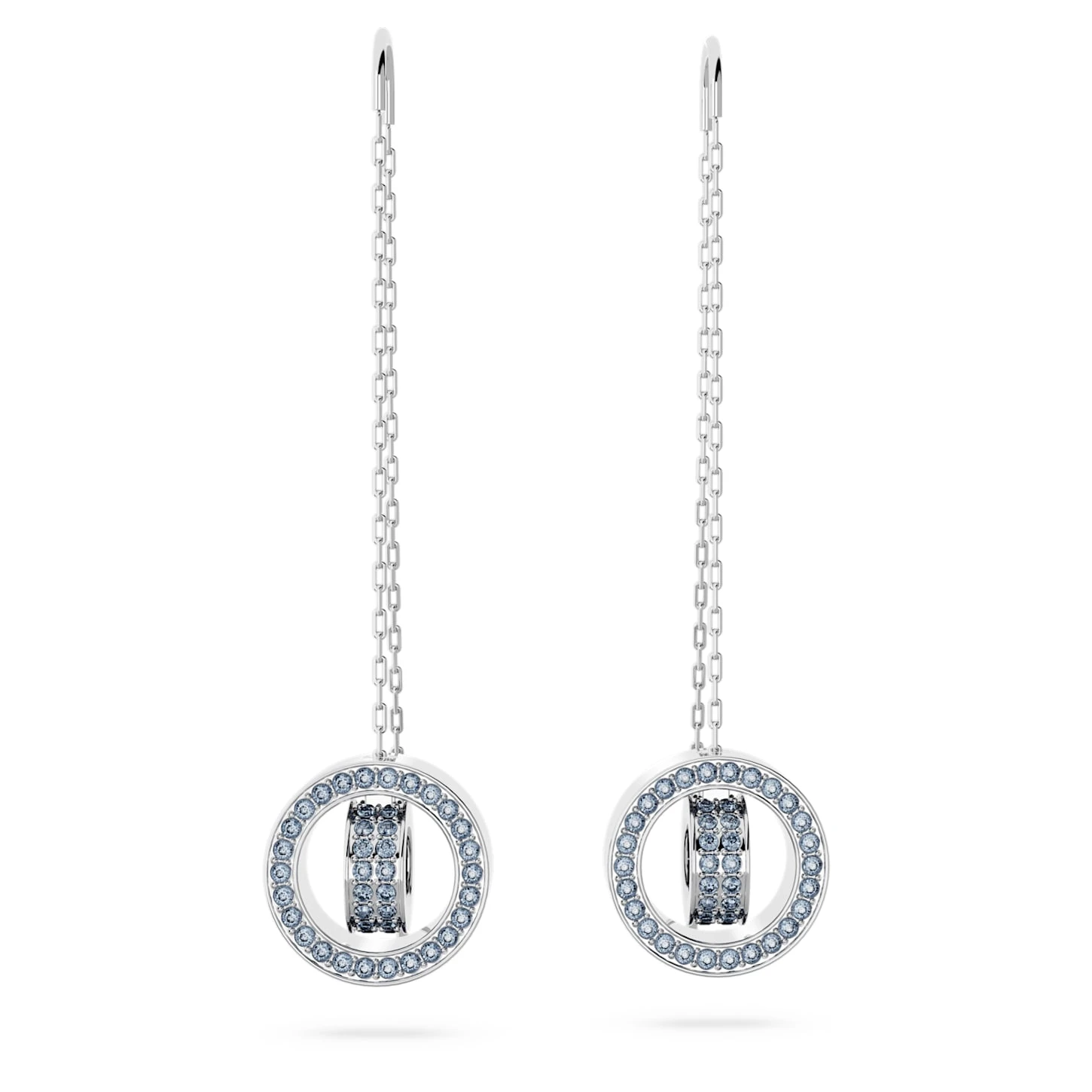 Swarovski Hollow Drop Earrings Long, Blue, Rhodium Plated 5 Swarovski Hollow Drop Earrings Long, Blue, Rhodium Plated - Image 3
