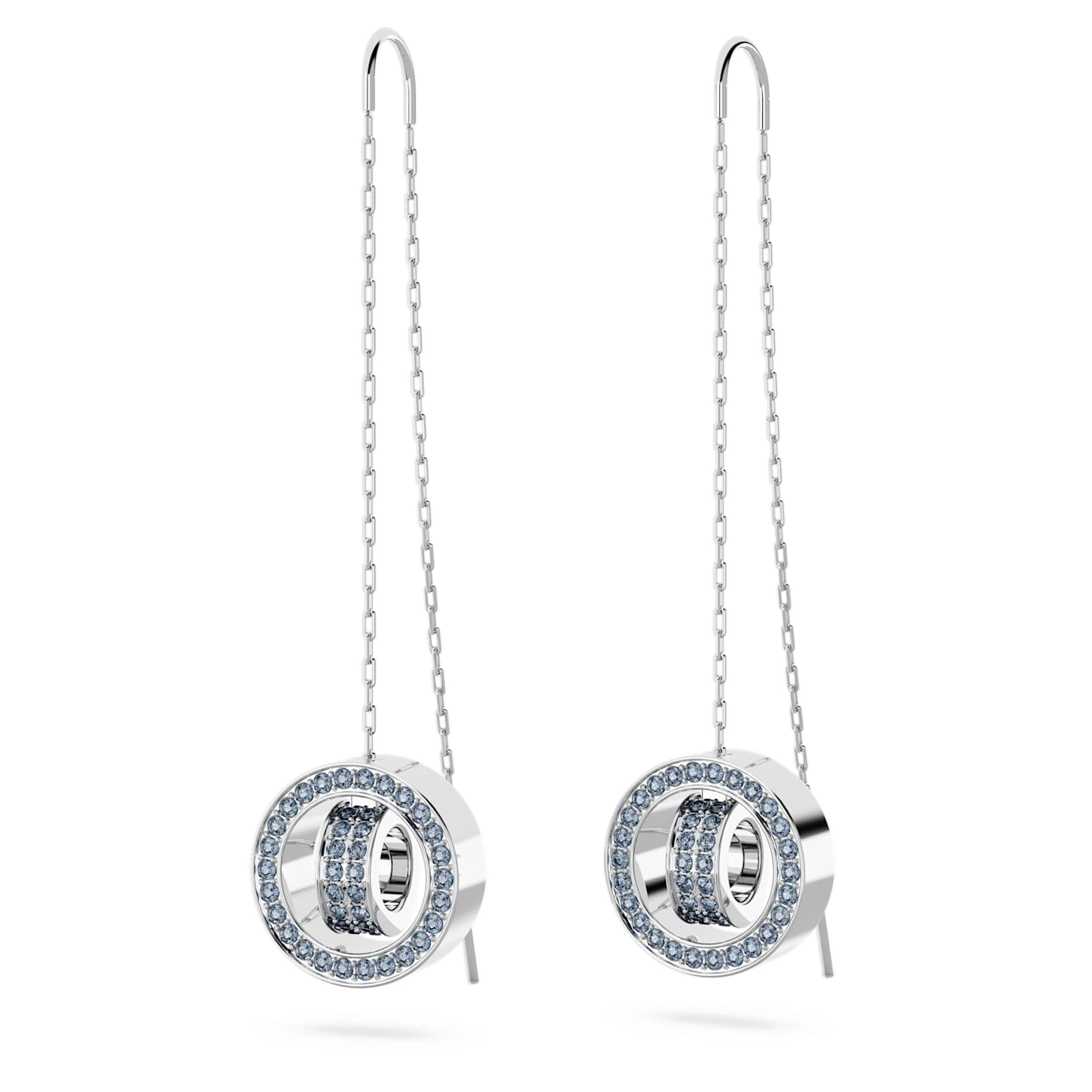 Swarovski Hollow Drop Earrings Long, Blue, Rhodium Plated 6 Swarovski Hollow Drop Earrings Long, Blue, Rhodium Plated - Image 4